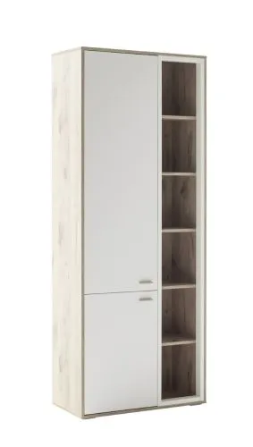 Kombi-Vitrine Santerno | Soft white / Viking Oak | ohne Beleuchtung