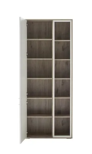 Kombi-Vitrine Santerno | Soft white / Viking Oak | ohne Beleuchtung