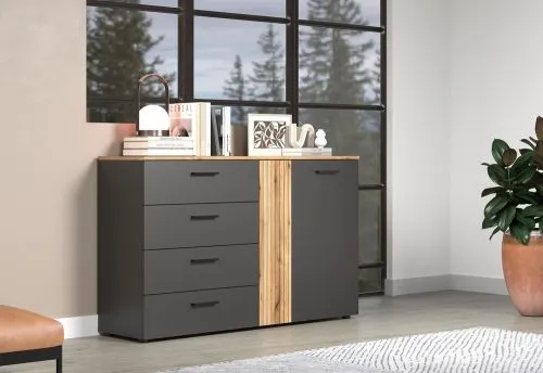 Kommode Esteban 1 | Anthrazit / Coast Evoke Oak