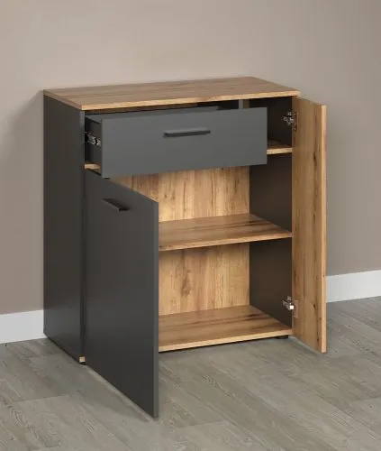 Kommode Esteban 2 | Anthrazit / Coast Evoke Oak