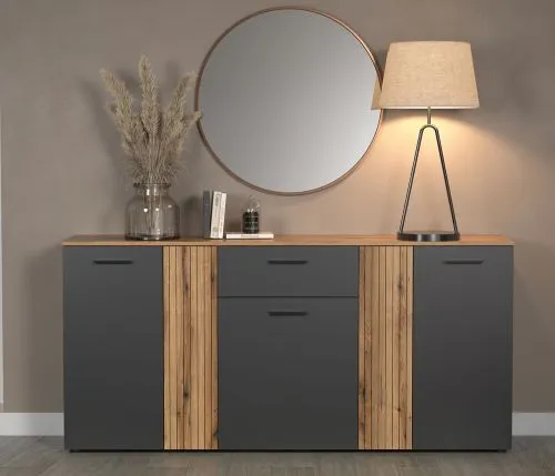 Kommode Esteban 3 | Anthrazit / Coast Evoke Oak