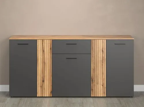 Kommode Esteban 3 | Anthrazit / Coast Evoke Oak
