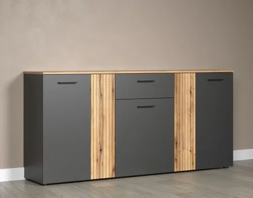 Kommode Esteban 3 | Anthrazit / Coast Evoke Oak
