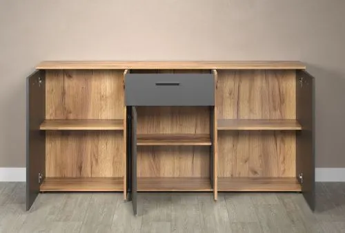 Kommode Esteban 3 | Anthrazit / Coast Evoke Oak