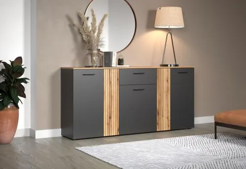 Kommode Esteban 3 | Anthrazit / Coast Evoke Oak