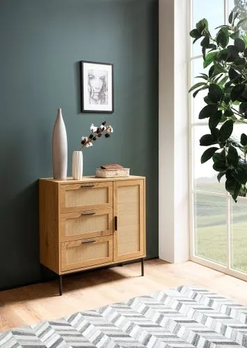 Kommode French 2 | Geflecht | braun / schwarz