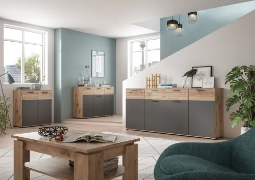Kommode Mason 2 | Nox Oak / Basalt Grau