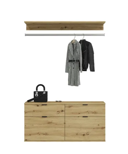 Kommode mit Garderobenstange Projekt X breit | Artisan Eiche