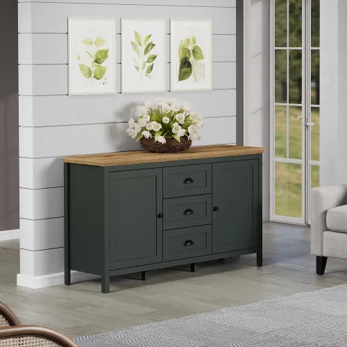 Kommode Sideboard Stanton | Tannengrün / Eiche