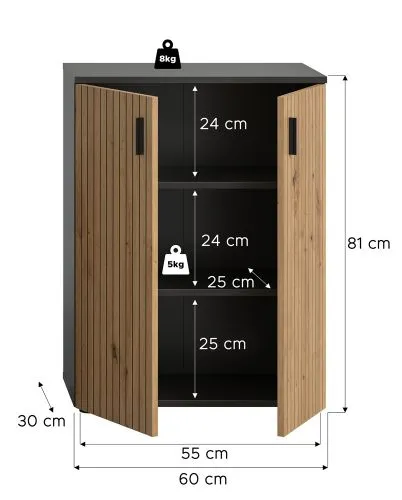 Kommode Unterschrank Mone | Basalt grau / Artisan Oak