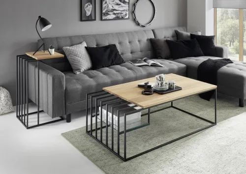Beistelltisch Juba | 40x35 | Eiche massiv / schwarz