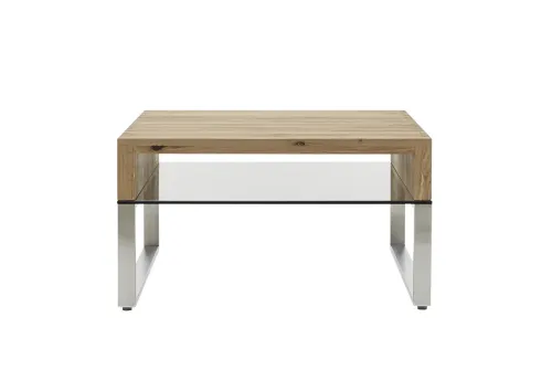 Couchtisch Hilary | Asteiche massiv | mit Glasplatte | 70x70 | Eiche