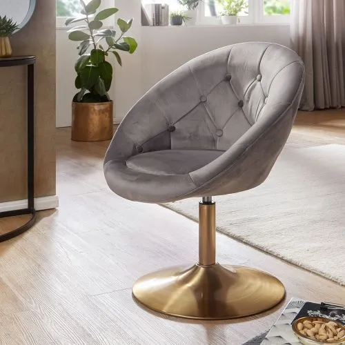 Loungesessel Nobile | samt | drehbar | grau