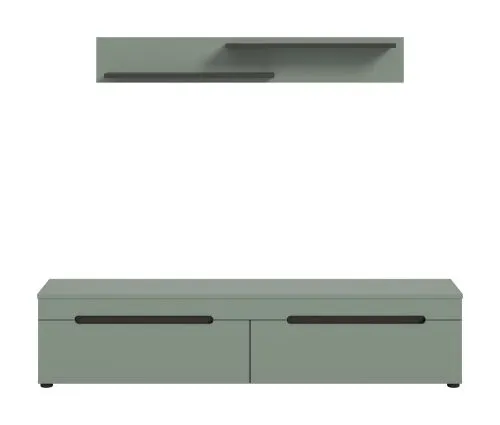 Lowboard inkl. Wandboard Canu | Basalt grau / Smoke Green