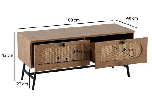 Lowboard TV-Board Aletta | 100 cm | braun / schwarz