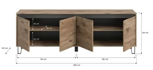 Lowboard TV-Board Balton | Viking Oak / Basalt Grau