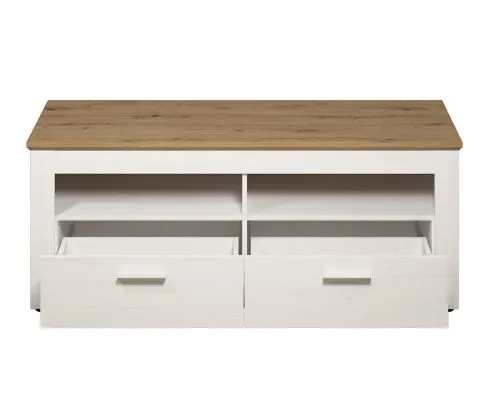 Lowboard TV-Schrank Shade | Andersen Pinie weiß / Artisan Eiche | Landhausstil | LED Beleuchtung