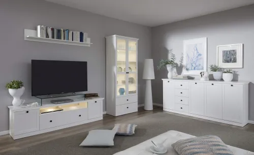 Lowboard TV-Unterteil Baxter | Landhausstil | weiß | LED Beleuchtung