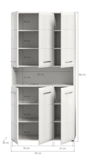 Mehrzweckschrank Ice | weiß / weiß Hochglanz