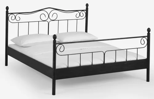 Metallbett Iris | schwarz / silber gewischt | 200x200 | mit Fußteil