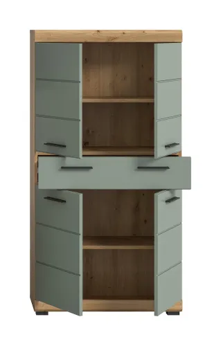 Midischrank breit Scout | mit Schubkasten | Salbei / Artisan Eiche