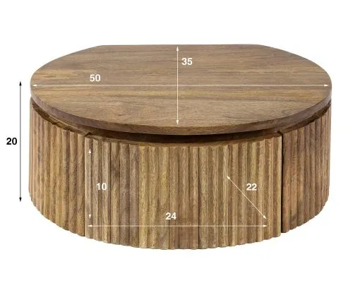 Nachttisch Damcha | mit Schubkasten | Mangoholz | sandfarbe