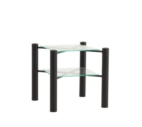 Nachttisch Iris 2 | Metall | mit Glasplatte | Schwarz struktur