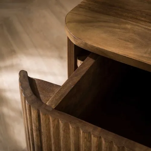 Nachttisch Keke | mit Schubkasten | Mangoholz | sandfarben