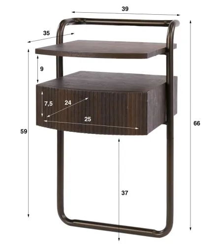 Nachttisch Riva | mit Schubkasten | dunkelbraun