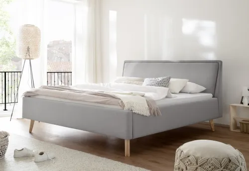 Polsterbett Frieda | hellgrau | 180 x 200 cm | mit Lattenrost & Bettkasten