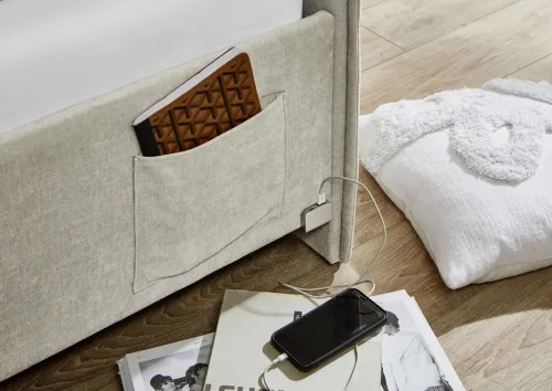 Polsterbett Fun | beige | 120 x 200 cm | mit Rückenteil | ohne Bettkasten | ohne Matratze