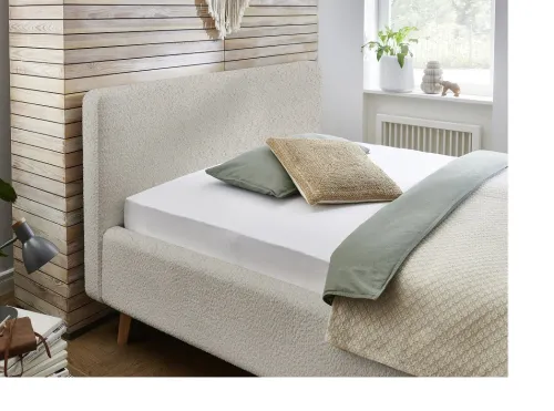 Polsterbett Mattis | beige Flausch | 160 x 200 cm | ohne Lattenrost & Bettkasten