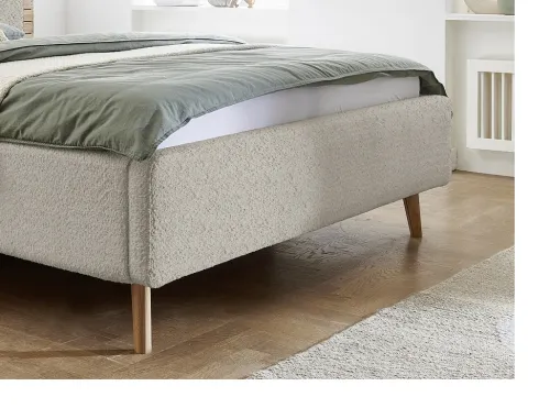 Polsterbett Mattis | beige Flausch | 180 x 200 cm | mit Lattenrost & Bettkasten