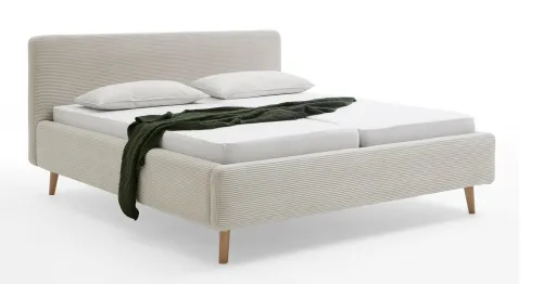 Polsterbett Mattis Cord | beige | 160 x 200 cm | mit Lattenrost & Bettkasten