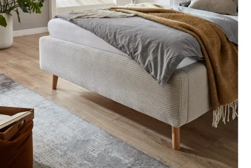 Polsterbett Mattis Cord | beige | 160 x 200 cm | mit Lattenrost & Bettkasten