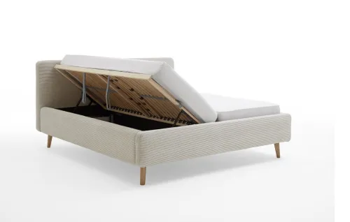 Polsterbett Mattis Cord | beige | 160 x 200 cm | mit Lattenrost & Bettkasten