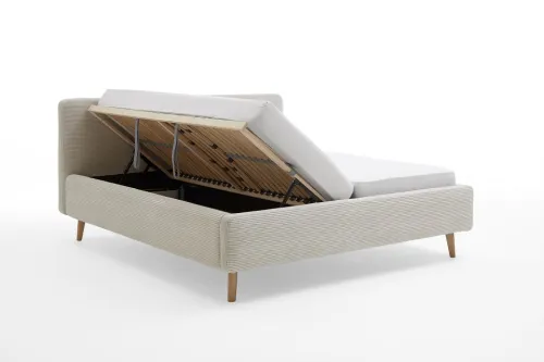 Polsterbett Mattis Cord | beige | 160 x 200 cm | mit Lattenrost & Bettkasten