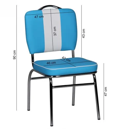 Polsterstuhl Deni | Retro Vintage | blau / weiß