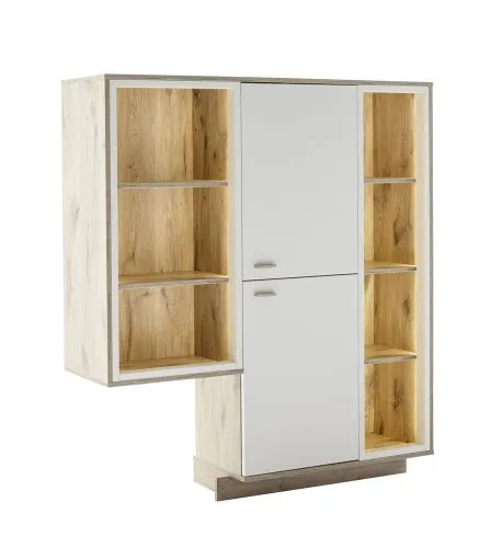 Regalschrank Highboard Santerno | Soft white / Viking Oak | Komplettset