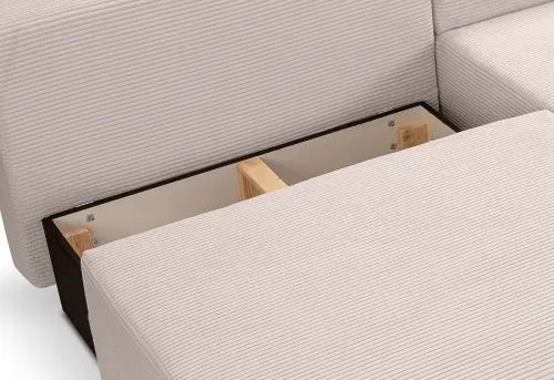 Schlafsofa Amsterix L-Form rechts | 213cm | Cord | grau-beige