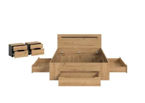 Schlafzimmer-Set Canu | Artisan / Basalt grau | 3-teilig