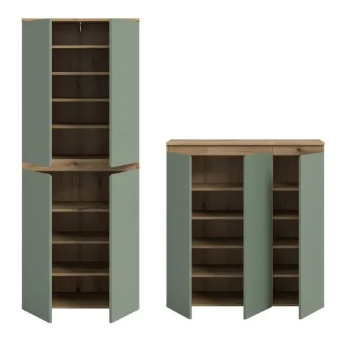 Schrankkombination Scarpa | 2-teilig | Smoke green / Evoke Eiche