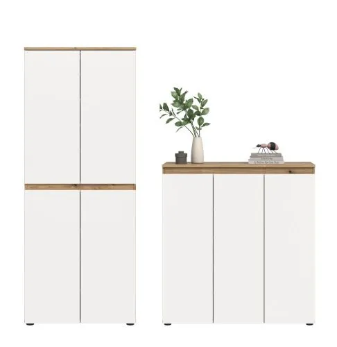 Schrankkombination Scarpa | 2-teilig | weiß / Evoke Eiche