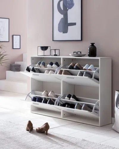 Schuhbank Schuhschrank Zohar | mit Klappe | weiß