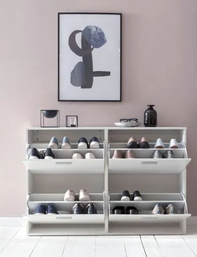 Schuhbank Schuhschrank Zohar | mit Klappe | weiß