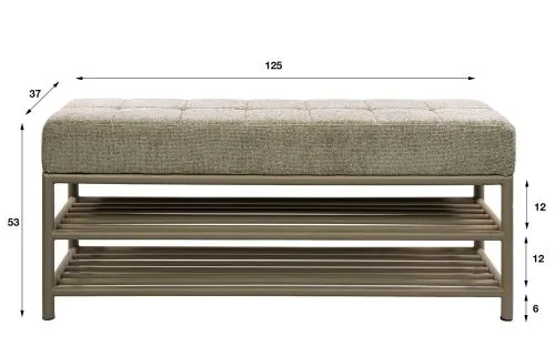 Schuhbank Shio | mit gepolsterter Sitzfläche | 125cm | beige
