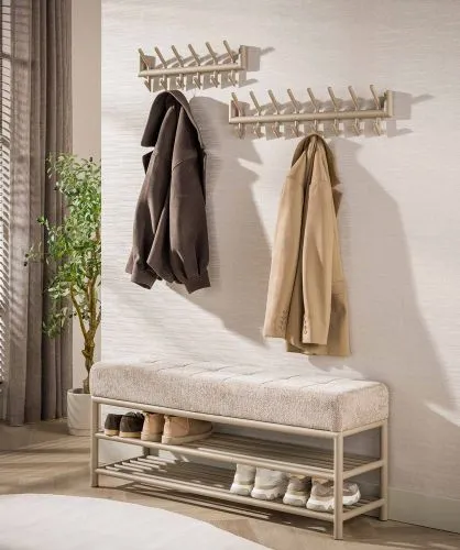 Schuhbank Shio | mit gepolsterter Sitzfläche | 125cm | beige