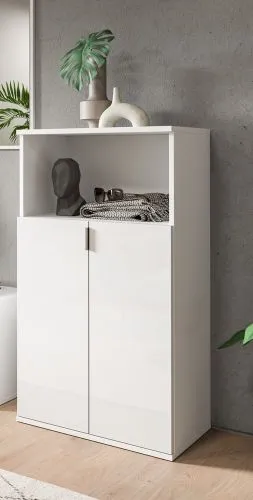 Schuhkommode Projekt X | weiß / weiß Hochglanz