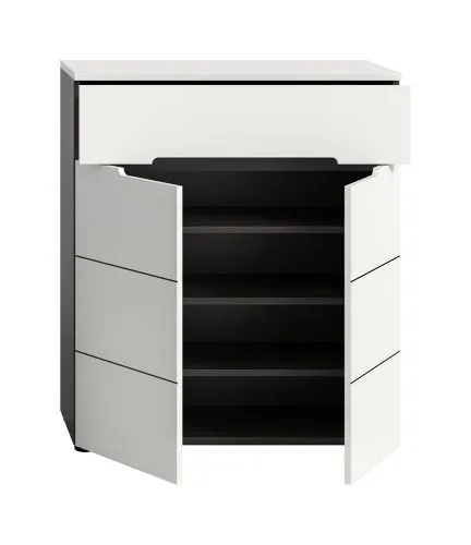 Schuhschrank | Kommode Canu | Weiß / Basalt grau