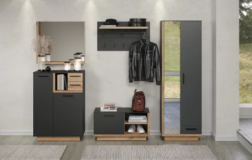 Schuhschrank Kommode Synnax | anthrazit grau / Coast Evoke Eiche